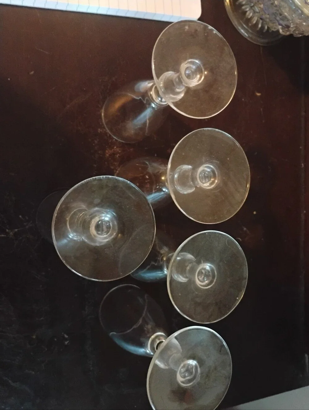 Vintage Clear Glass Footed Cordial Stemware - Set of 5 Elegant Wine Glasses